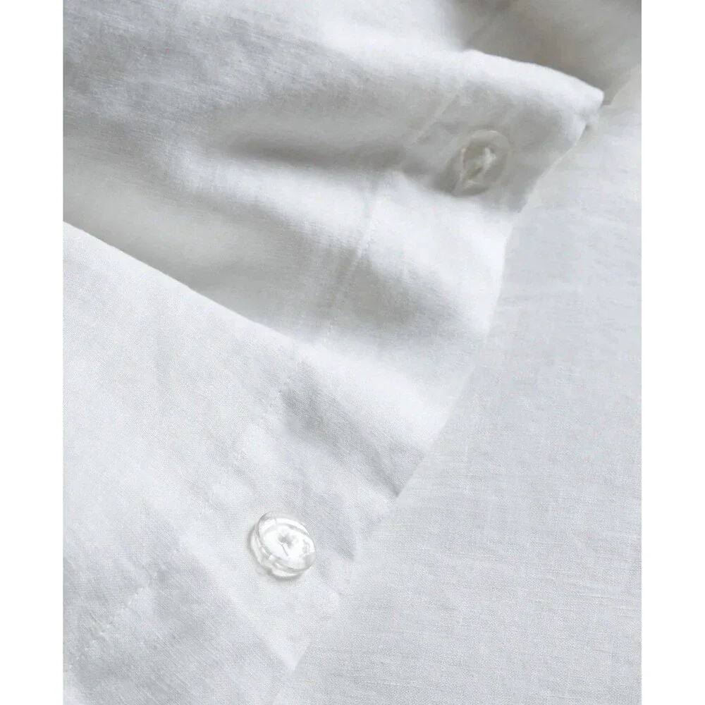 Quince European Linen Duvet Cover SET w/ Shams Full |Queen Size White $194 Retai